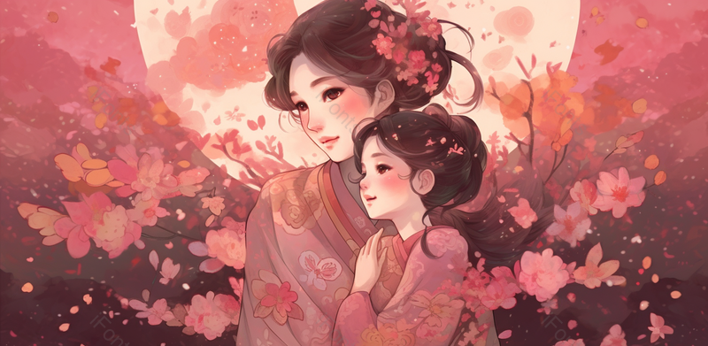 感恩母亲节日卡通插画背景海报,插画/手绘图,插画/手绘图库,插画/手绘图下载,插画/手绘